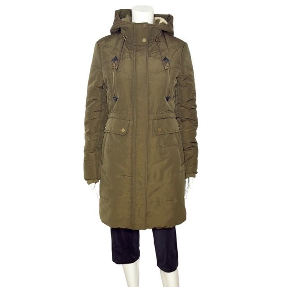 Lucky Brand Green Faux Fur‎ Hooded Parka Jacket Women's Size XSmall